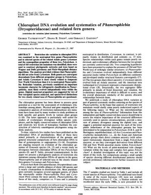 Chloroplast DNA Evolution and Systematics Ofphanerophlebia