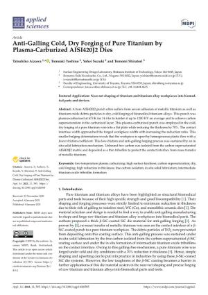 Anti-Galling Cold, Dry Forging of Pure Titanium by Plasma-Carburized AISI420J2 Dies