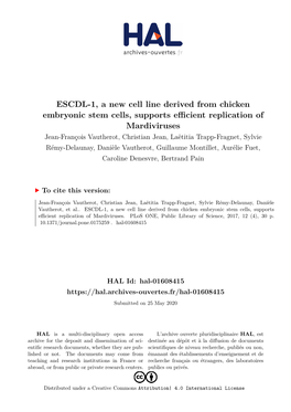 ESCDL-1, a New Cell Line Derived from Chicken Embryonic Stem Cells