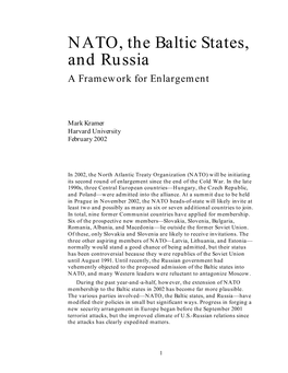 NATO, the Baltic States, and Russia a Framework for Enlargement