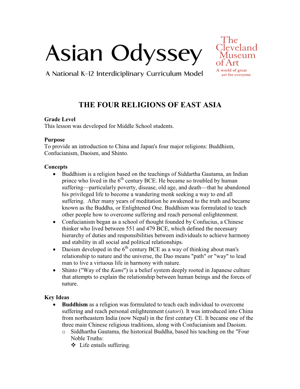 The Four Religions of East Asia