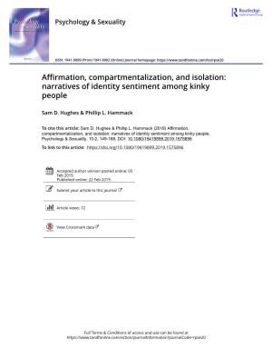 Affirmation, Compartmentalization, and Isolation: Narratives of Identity Sentiment Among Kinky People