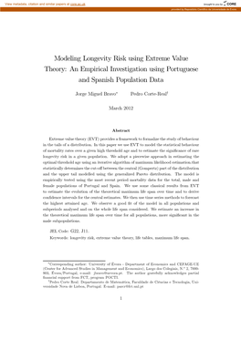 Modeling Longevity Risk Using Extreme Value Theory: an Empirical Investigation Using Portuguese and Spanish Population Data