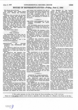 HOUSE of REPRESENTATIVES-Friday, June 3, 1988 the House Met at 10 A.M