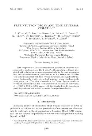 Free Neutron Decay and Time Reversal Violation∗