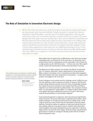 The Role of Simulation in Innovative Electronic Design