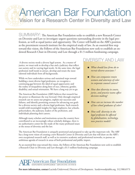 Fellows Research Chair in Diversity and Law Is the Crucial  Rst Step Toward Building a Vibrant Research Center in Diversity and Law