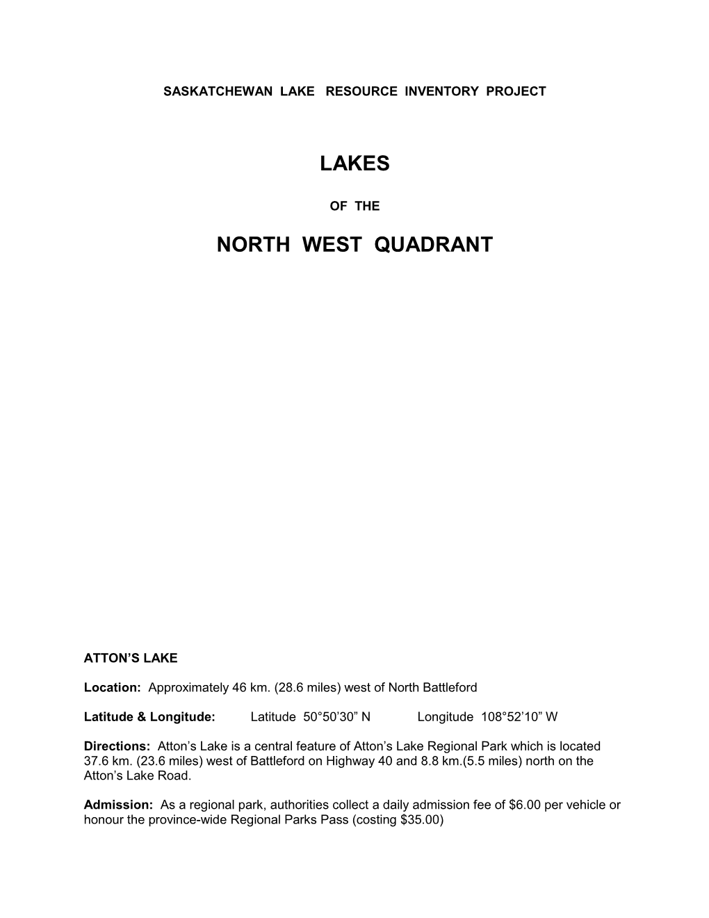 Lakes North West Quadrant