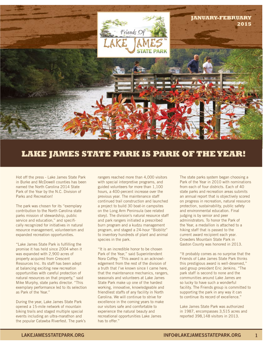 Lake James State Park Is Park of the Year!