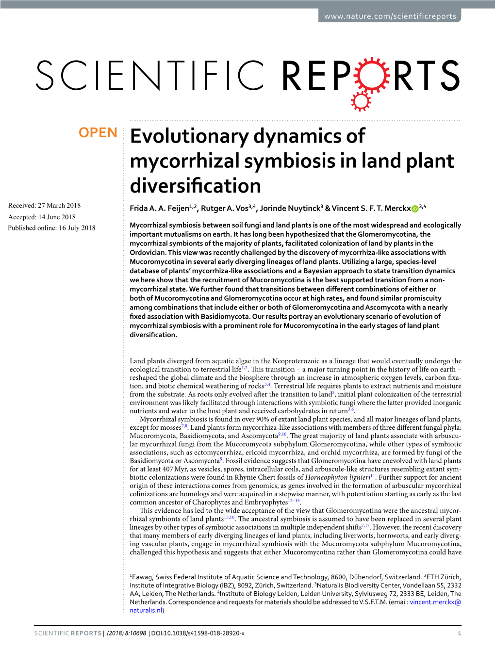 Evolutionary Dynamics of Mycorrhizal Symbiosis in Land Plant Diversification