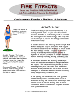 Cardiovascular Exercise ~ the Heart of the Matter Cardiovascular Exercise ~ the Heart of the Matter