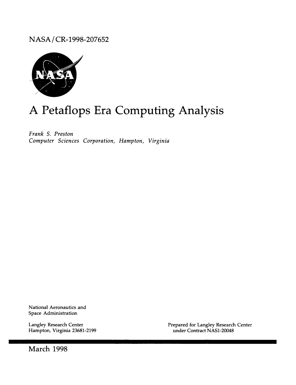 A Petaflops Era Computing Analysis