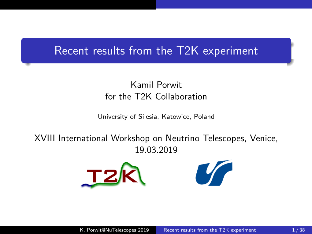 Recent Results from the T2K Experiment
