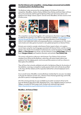 Into the Unknown Print Competition - Winning Designs Announced and Available As Exclusive Prints in the Barbican Shop