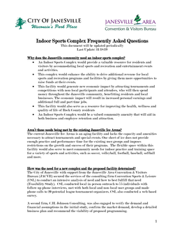 Indoor Sports Complex Frequently Asked Questions This Document Will Be Updated Periodically Last Update: 11/18/19