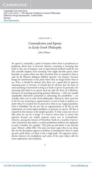 Contradiction and Aporia in Early Greek Philosophy John Palmer