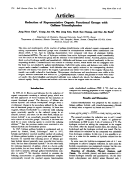 Articles Reduction of Representative Organic Functional Groups with Gallane-Trimethylamine