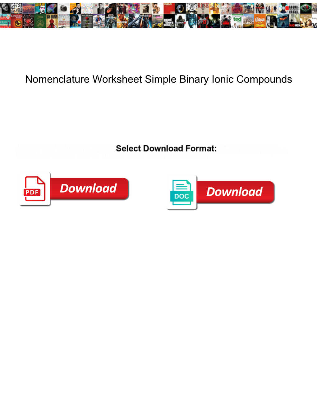 Nomenclature Worksheet Simple Binary Ionic Compounds