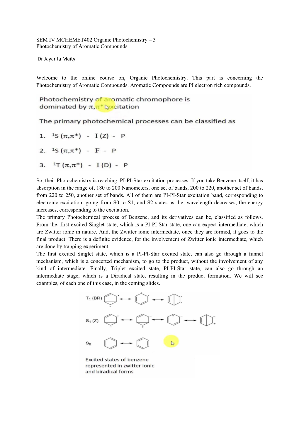 SEM IV MCHEMET402 Organic Photochemistry – 3 Photochemistry of Aromatic Compounds