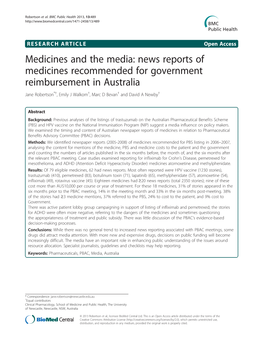 Medicines and the Media