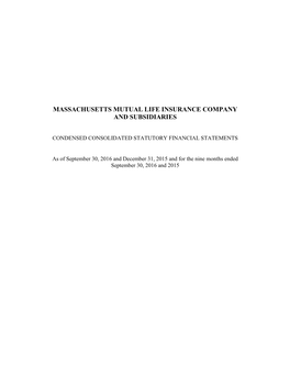 Massachusetts Mutual Life Insurance Company and Subsidiaries