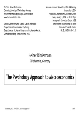 The Psychology Approach to Macroeconomics