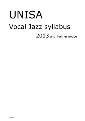 Vocal Jazz Syllabus