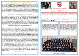 St. Paul's National School Summer 2016 Newsletter
