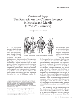 Ten Remarks on the Chinese Presence in Melaka and Manila (16Th-17Th Centuries)