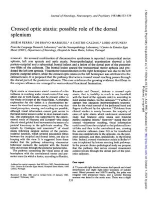 Crossed Optic Ataxia: Possible Role of the Dorsal Splenium