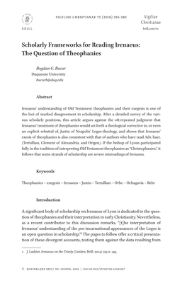 Scholarly Frameworks for Reading Irenaeus: the Question of Theophanies