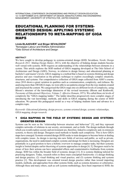 Educational Planning for Systems- Oriented Design: Applying Systemic Relationships to Meta-Mapping of Giga Maps
