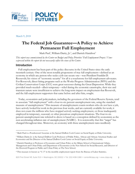 The Federal Job Guarantee—A Policy to Achieve Permanent Full Employment