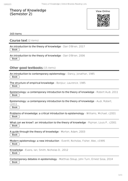 Theory of Knowledge (Semester 2)