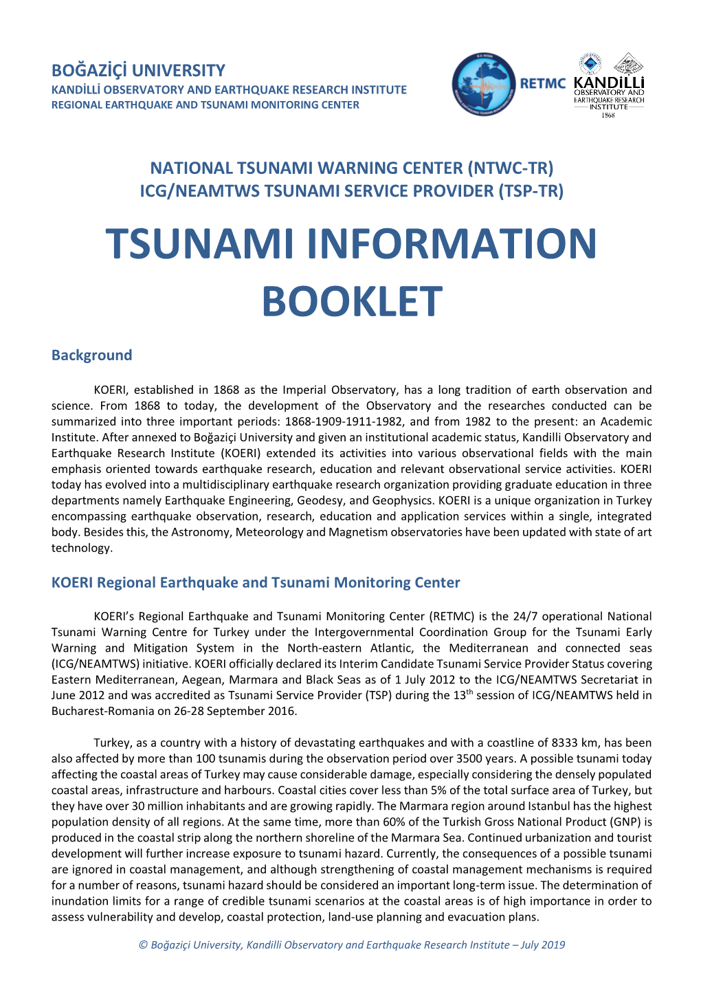 Tsunami Information Booklet