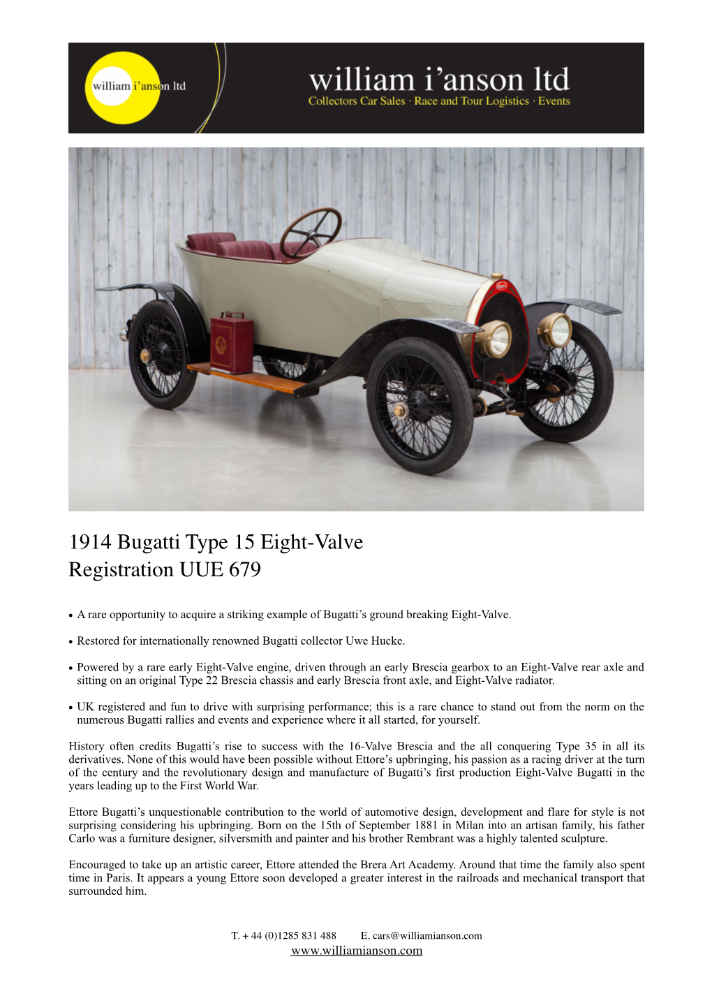 1914 Bugatti Eight-Valve