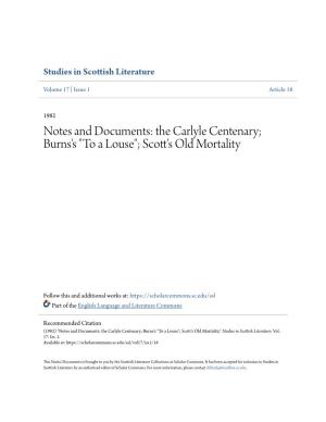 Burns's "To a Louse"; Scott's Old Mortality