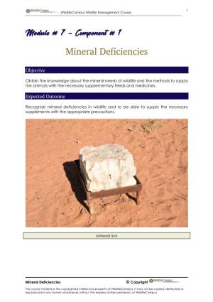 Component # 1 Mineral Deficiencies