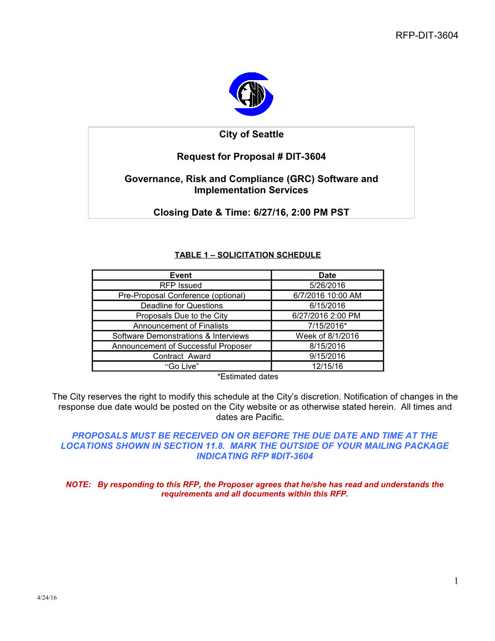 Request for Proposal s3