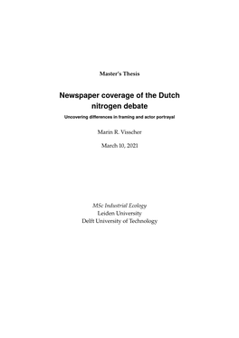 Newspaper Coverage of the Dutch Nitrogen Debate