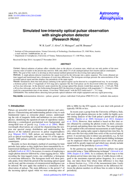 Simulated Low-Intensity Optical Pulsar Observation with Single-Photon Detector (Research Note)