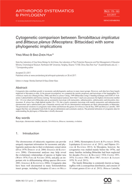 (Mecoptera: Bittacidae) with Some Phylogenetic Implications