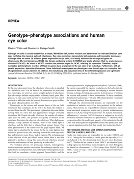 Genotype–Phenotype Associations and Human Eye Color