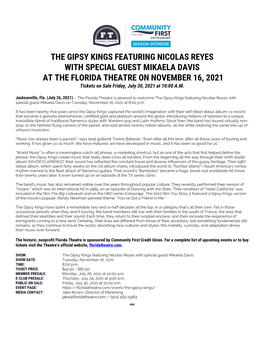 The Gipsy Kings Featuring Nicolas Reyes with Special