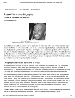 Russell Simmons Biography - Life, Family, Childhood, Parents, History, Wife, School, Mother, Young
