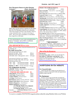 FDA RESOURCES for SALE World Dance C/- 127 Woronora Cres Como West Book – Glossary of Dance Terms $15 (P & P) Or $12 at Okaye@Optusnet.Com.Au