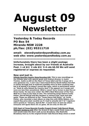 Yesterday and Today Records Newsletter, August 2009
