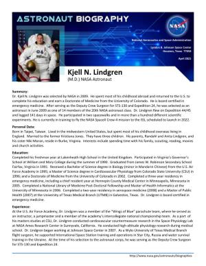 Kjell N. Lindgren (M.D.) NASA Astronaut