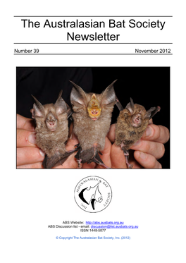 The Australasian Bat Society Newsletter, Number 31, Nov 2008