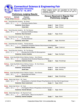 2013 Preliminary Judging Results Posted